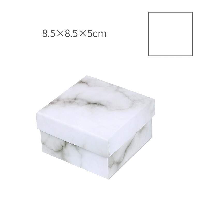 Pahvi korulaatikko säilytysnäyttö kantolaatikko kaulakoruille rannekorut korvakorut neliö suorakulmio marmori valkoinen käsintehty itse tehty: 8.5 x 8.5 x 5cm