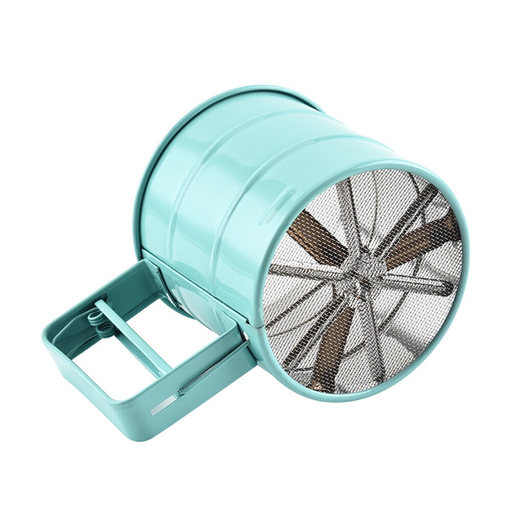 Rvs handbediende spuiten verf meel zeef bakken tools handleiding zeef cup huishouden keuken bakken gebak gereedschap