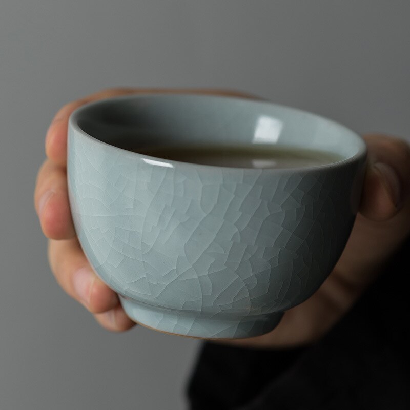 Taza grande de horno Ru, taza de té Vintage, se puede elevar, taza de burbuja, media luna, taza maestra de porcelana Ru, taza individual