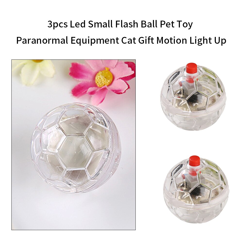 3pcs Cat Flash Ball Led Colour Changing Battery Powered Paranormal Equipment Ghost Motion Light Up Pet Toy Interactive