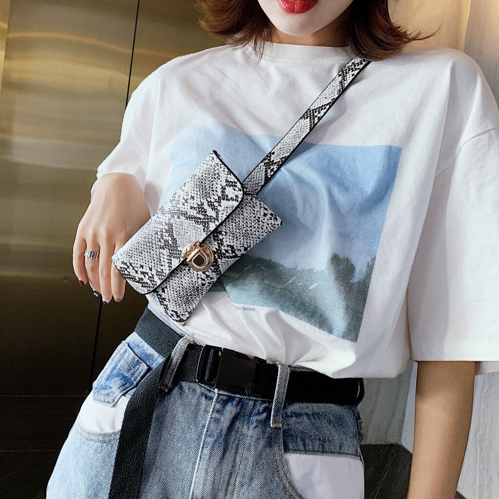 Сумка женская fanny Pack Frauen Taille Gürtel Tasche serpentin Jahrgang Taille Taschen Mädchen miserabel Beutel Telefon Leder Brust Packss 4