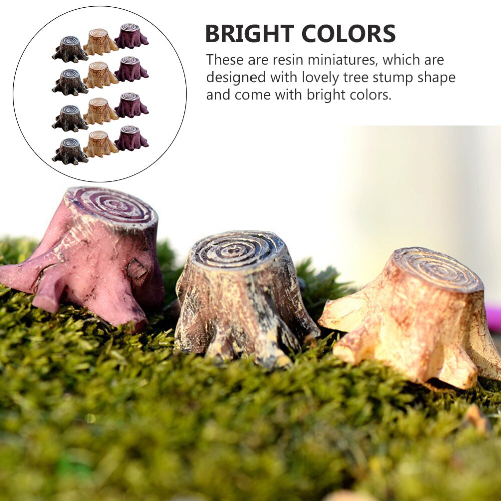 12 pièces artificielle Mini racine souche résine arbre souche décoration (couleur aléatoire)