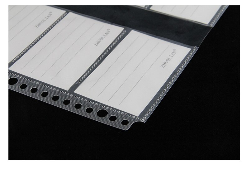 Protectores de hojas transparentes de hojas sueltas A4 grandes, 30 agujeros, dos lados, 20 tarjetas, bolsa de colección de tarjetas de nombre transparente