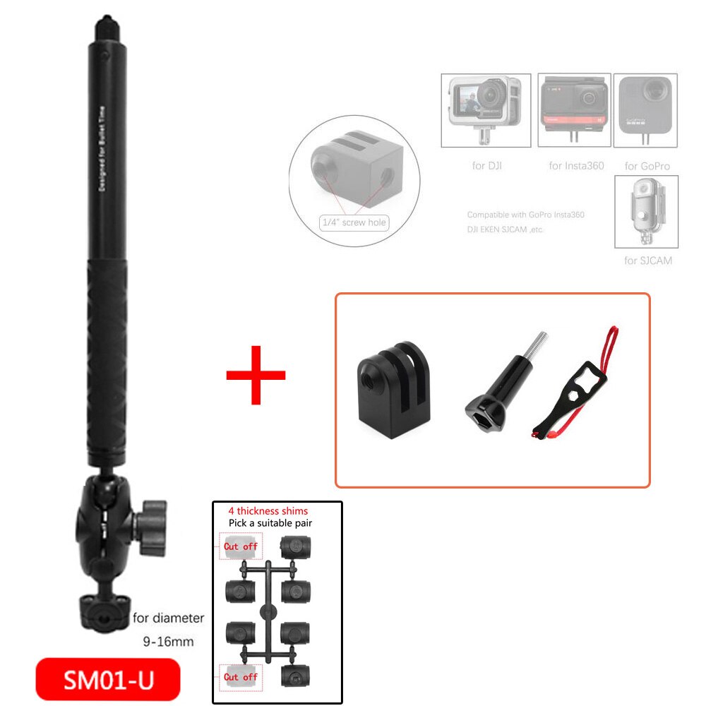 TUYU Motorrad Dritten Person Perspektive Lenker Halterung für GoPro DJI Insta360 Ein R X2 Unsichtbare Selfie Stick Zubehör: SM01-U-adapter