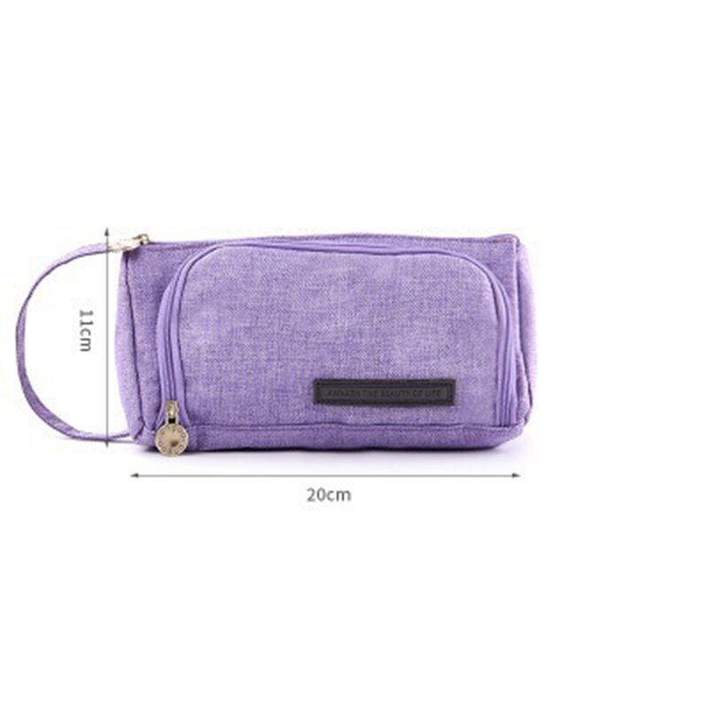 Pencil bag Cosmetic bag stationery Multifunction High capacity Storage Candy colors Cotton and Korean version Simple Storage: Purple 