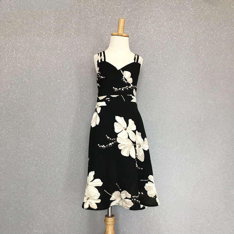 IFFEI Moeder en dochter jurken zomer maxi lange jurk spaghettibandjes bloemen familie passende outfits, diepblauw, 24 Maanden