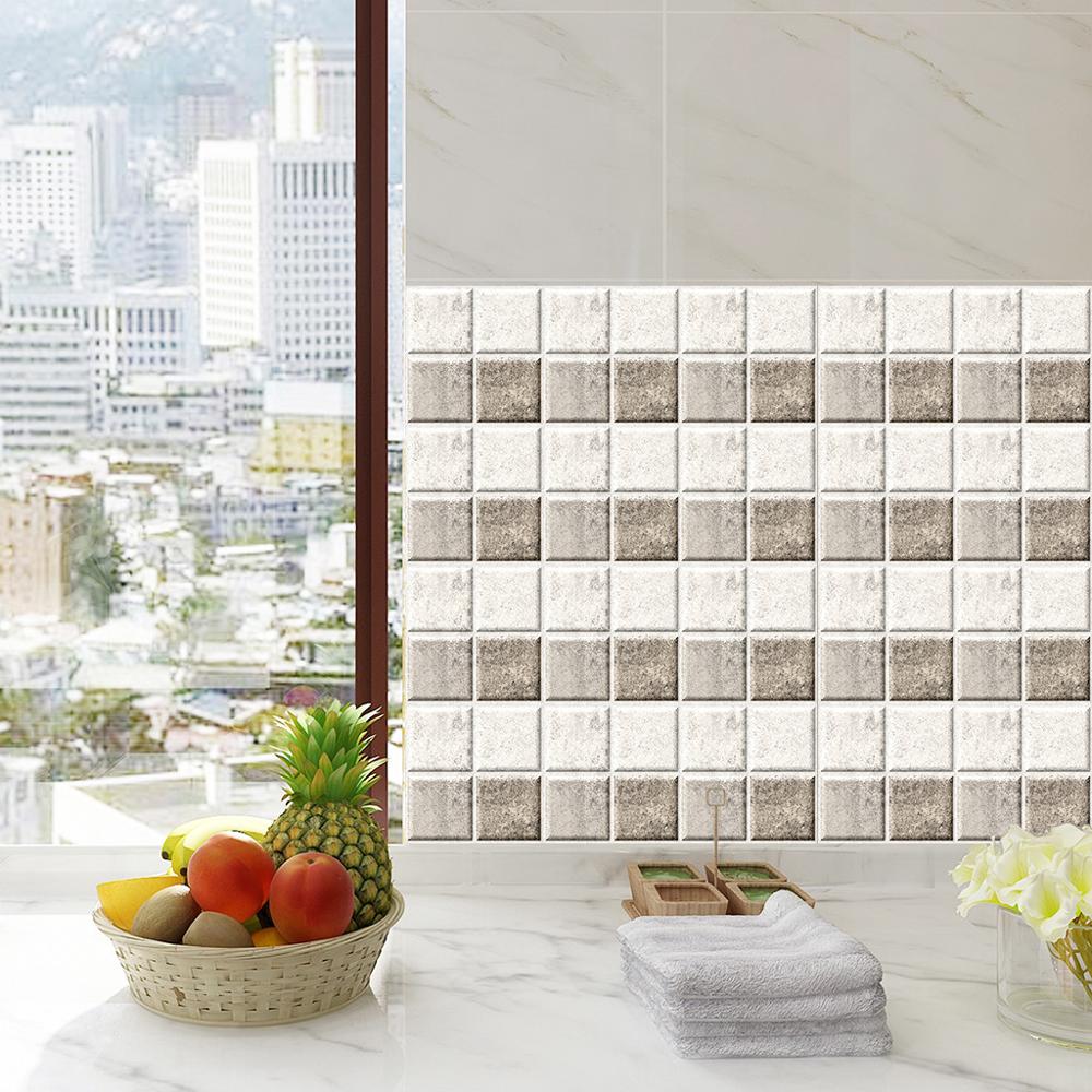 6pcs Tile Mosaics tile stickers Kitchen Bathroom Personality Anti-Tile Stickers наклейки на плитку kitchen countertops #FS23: Multicolor H