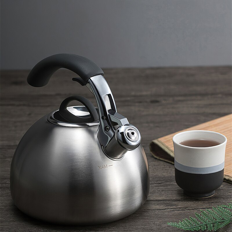 304 Stainless Steel Kettle with Whistle Large Capacity Commercial Boil Water Teakettle for Gas Stoves Induction Cooker Pots 2.5L