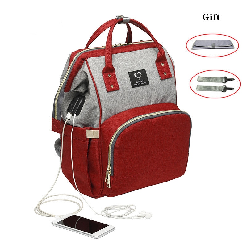 Luiertas Mama Zak Usb Travel Rugzak Moeder Moederschap Verpleging Wandelwagen Luiertas Grote Capaciteit Waterdichte Baby Tassen