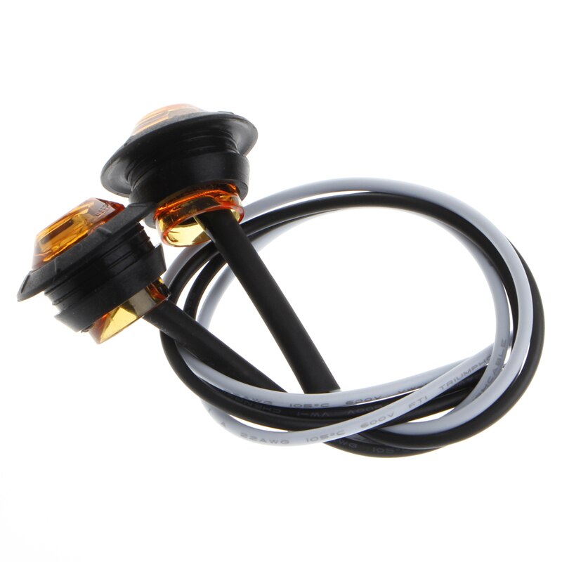 2X Mini Amber 3/4 "Ronde Side 3 Led Marker Trailer Auto Bullet Light Waterdicht