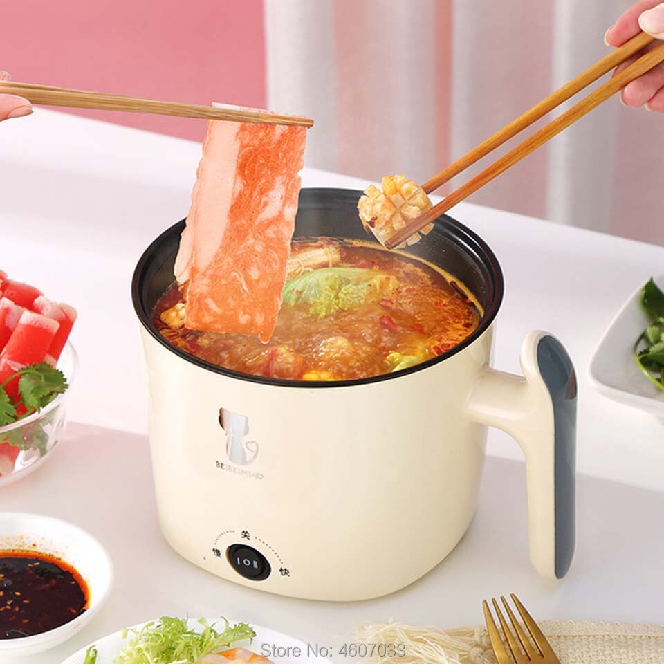 CN 220V Multifunctional Electric Cooker Heating Pan Electric Cooking Pot Machine Hotpot Noodles Rice Eggs Soup double Steamer