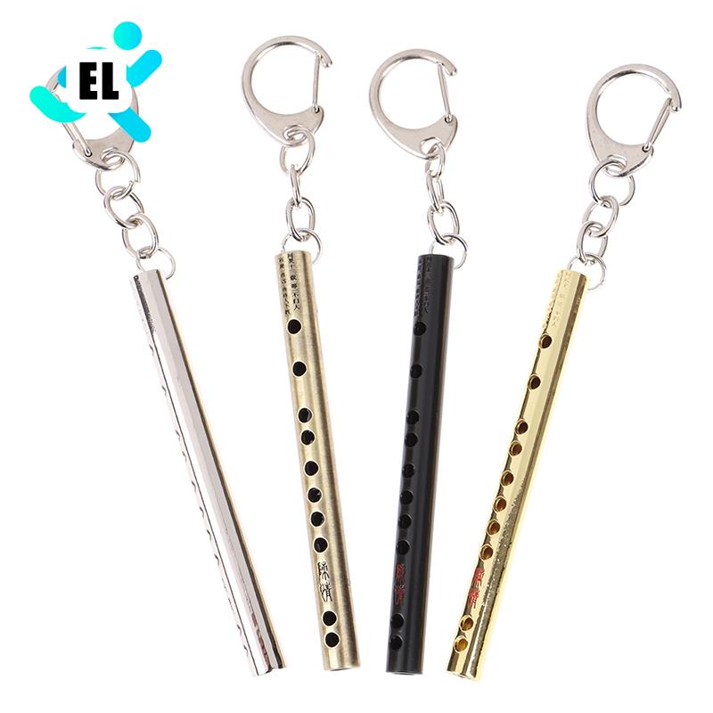 2PCS Mini Pocket Musical Instrument Keychain Cosplay Prop Accessories Flute Keyring Key Chain Pendant