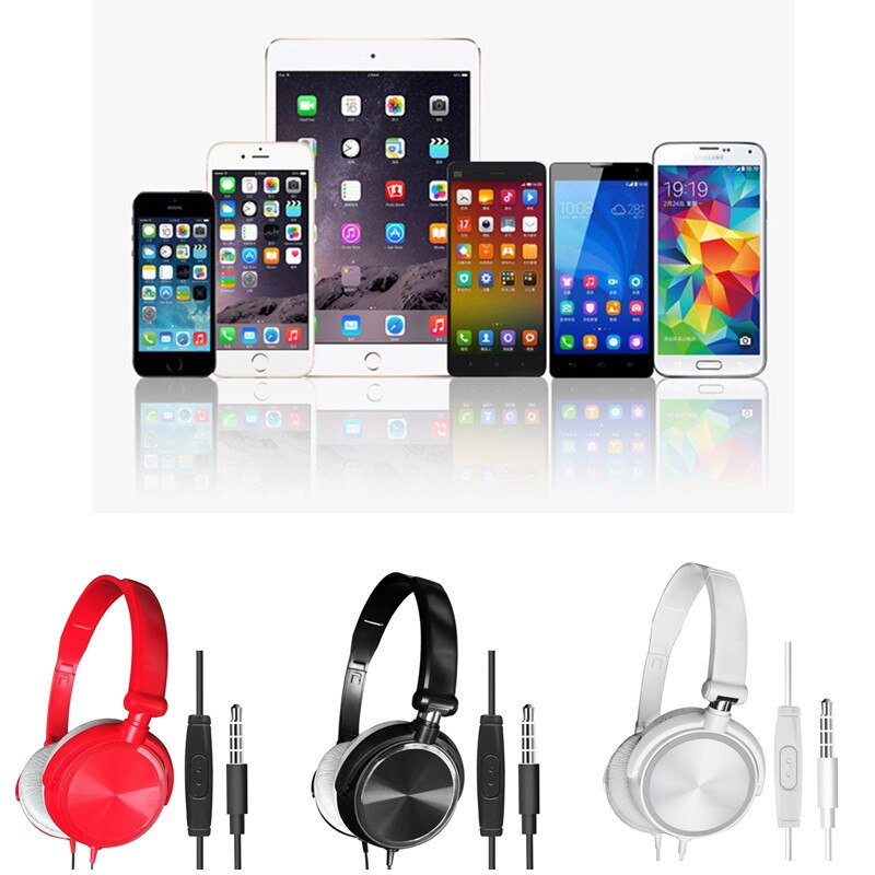 Wired Headphones With Microphone Over Ear Headsets Bass HiFi Sound Music Stereo Earphone For Android PC Gaming Headset