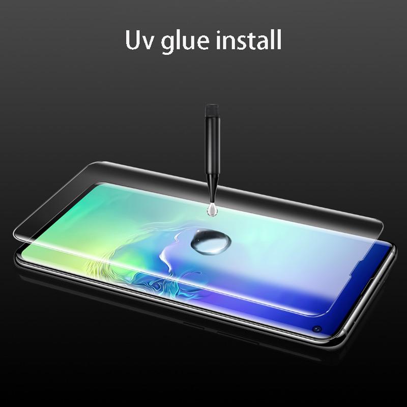 5D UV pleine colle verre trempé pour Samsung S10 S8 S9 Plus protecteur d'écran pour Samsung Galaxy Note 8 9 S7 S6 bord UV liquide étui