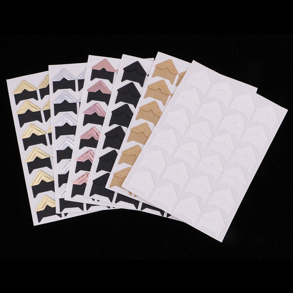 12 Sheets Kraft paper Photo Mounting Sticker Corner Stickers for Scrapbooking Album Photo Corners Memory Books 2x2cm