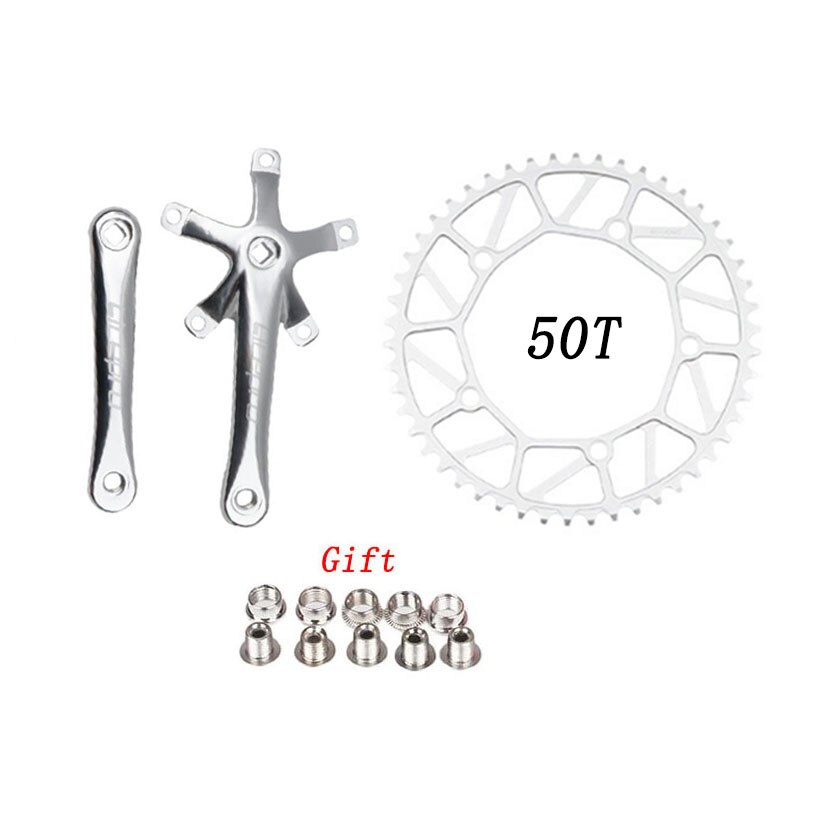 Litepro bicicleta plato único integrado platos y bielas con cadenas manivela 50T 52T 54T 56T 58T BCD 130mm plegable bicicleta piezas de bicicleta: 50T Silver