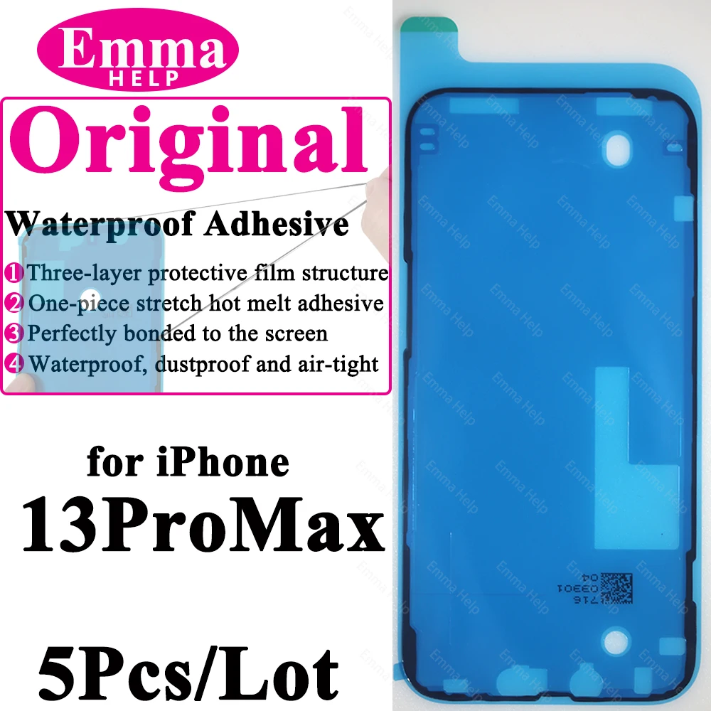 5 uds pegatina impermeable para iPhone 13 12 11 Pro Max 14Plus 3M adhesivo marco de pantalla LCD sello reparación adhesivo accesorios para iphone: Rose Gold