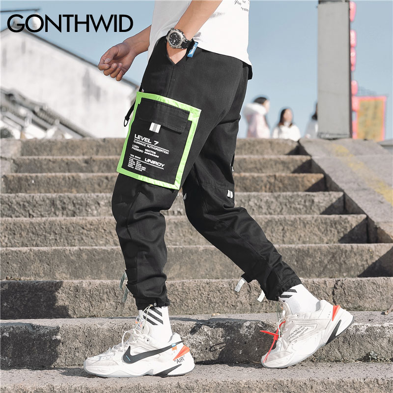 GONTHWID, pantalones de correr Cargo DE harén con múltiples bolsillos, pantalones de chándal casuales de Hip Hop para hombres, ropa de calle, pantalones de chándal Hipster Harajuku