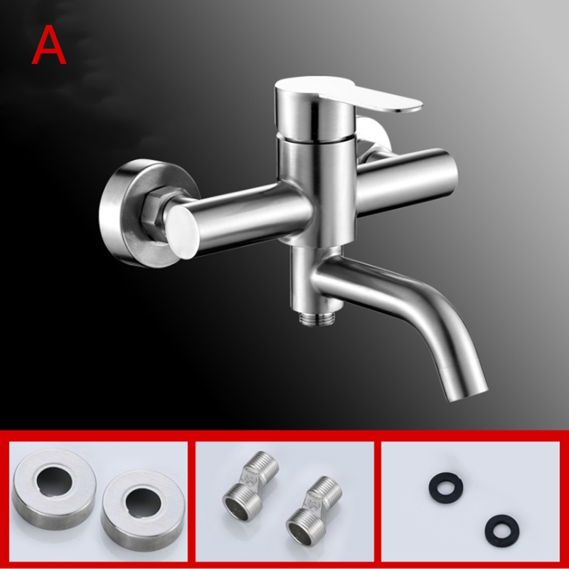 Bathroom Shower Faucets Stainless Steel Triple Bathtub Faucet Mixers Cold Mixer Valve Nozzle Tap Wall Mounted Home Accessory