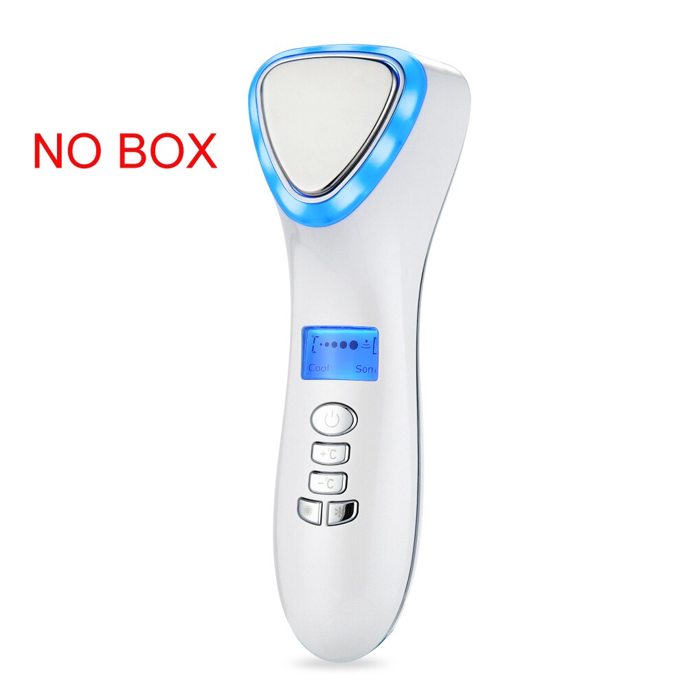 LED Light Beauty Devices Cold Hammer Skin Rejuvenation Ultrasonic Vibration Massager Face Lifting Tool Machine Cryotherapy: White no box
