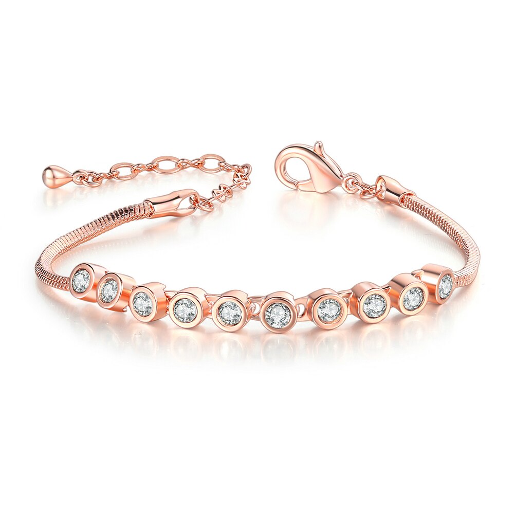 ZHOUYANG Multicolour Exquisite ball Rose Gold Color Bracelet Austrian Crystals ZYH013 ZYH011 ZYH012: Rose Gold Clear