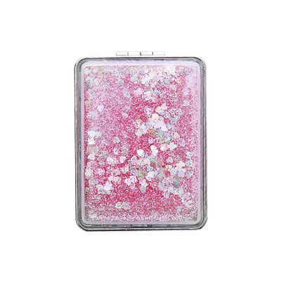 Quicksand petit miroir miroir de maquillage Portable Portable pliant étudiant mignon dessin animé fille coeur rond Double face miroir O55: C
