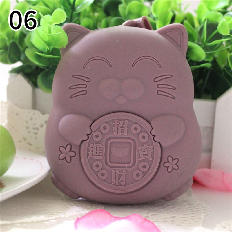 Silicone Cute Lucky Fortune Cat Vintage Coin Bags Wallet Women Key Case Bag Key Holder Purse Bag Organizer Bag