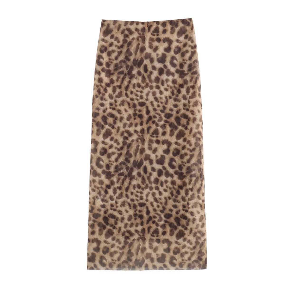 Vrouwen Luipaard Tule Midi Rok 2024 Zomer Mode Hoge Taille Elastische Tailleband Lange Rokken Streetwear: L
