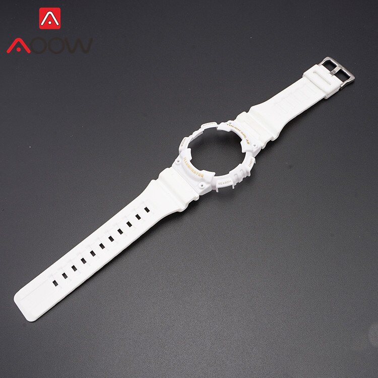 Resin Strap Bezel for Casio AQ-S810W AQS810 Sport Waterproof Men Replacement Bracelet Watch Band Protective Case Transparent: White gold