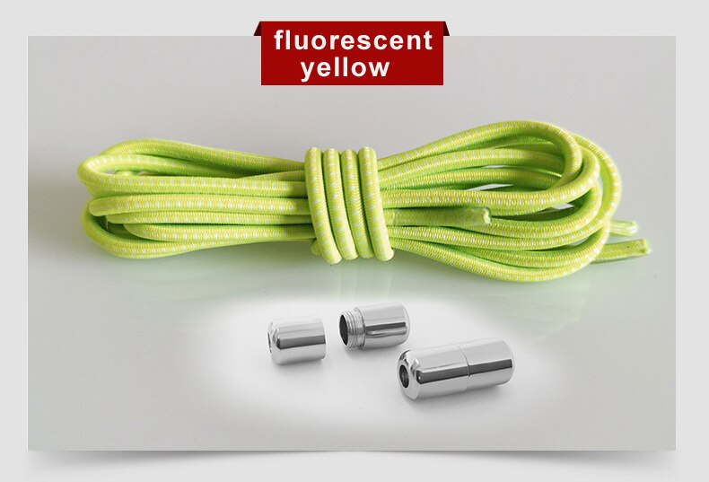 Elastic Shoelaces Round Locking No Tie Shoe Laces Quick Lazy Laces Rubber Sneakers Shoelace for Kids Adult Shoe Laces No Tie: fluorescent yellow