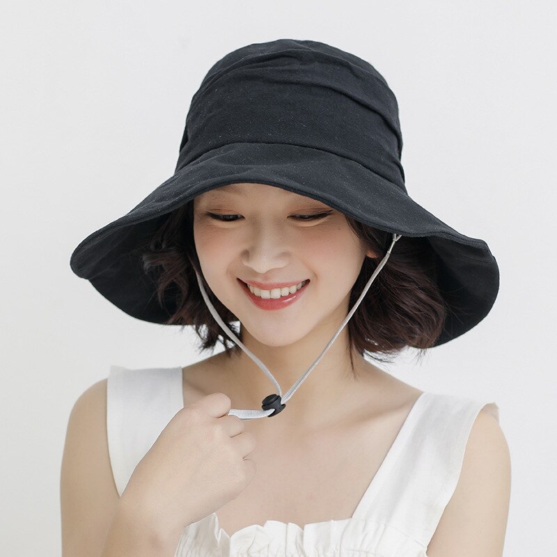 Cokk Zomer Hoed Vrouwen Emmer Hoed Cap Zon Uv-bescherming Effen Kleur Katoen Opvouwbare Zon Hoeden Voor Vrouwen Dames Hoeden gorro Gorras