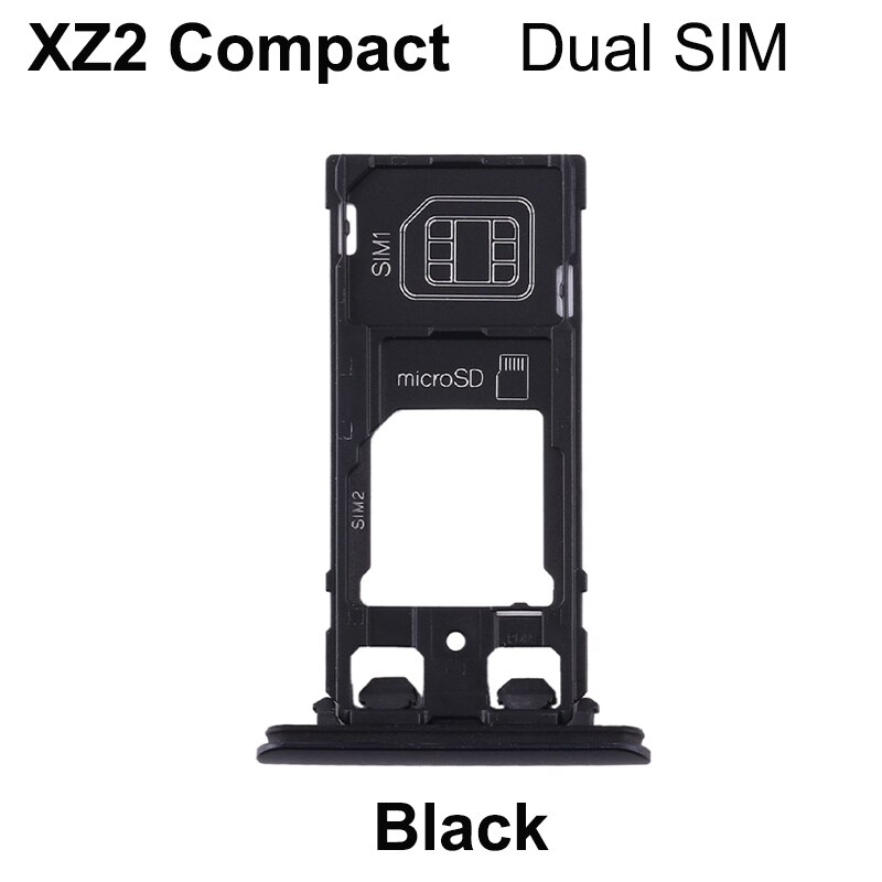 Aocarmo Micro SD SIM Karten-behälter Slot Mit Staub Stecker Abdeckung Ersatz Für Sony Xperia XZ2 Kompakte H8324 XZ2c XZ2mini 5 zoll: Dual SIM-Black