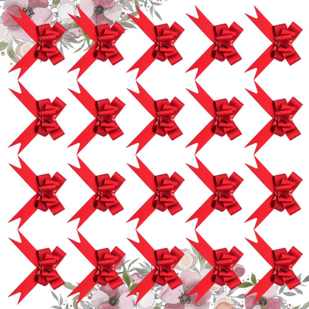 50Pcs 9cm Beautiful Pull Bowknots with Snowflake Pattern Christmas Decorative Pull Bowknots Box Pull Bows Bowknot Ribbon(Re: Red 2