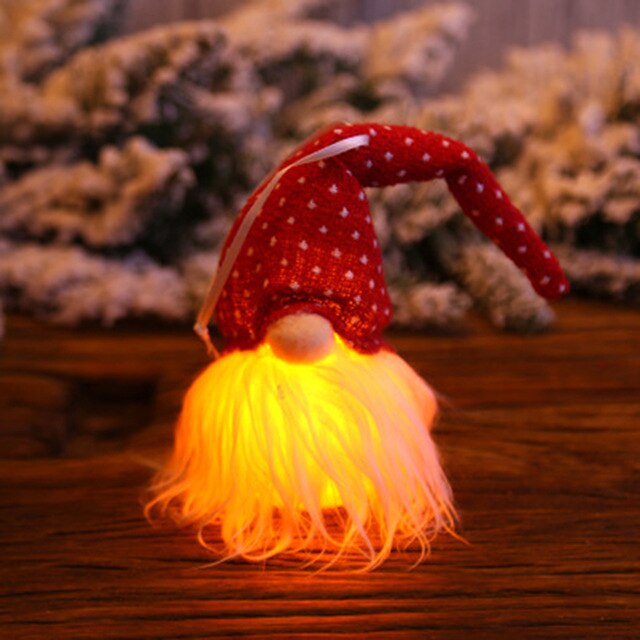 Jul ansigtsløs gnome belysning santa xmas til træ hængende vedhæng førte hjem dekoration lys ornamenter fest: Rød