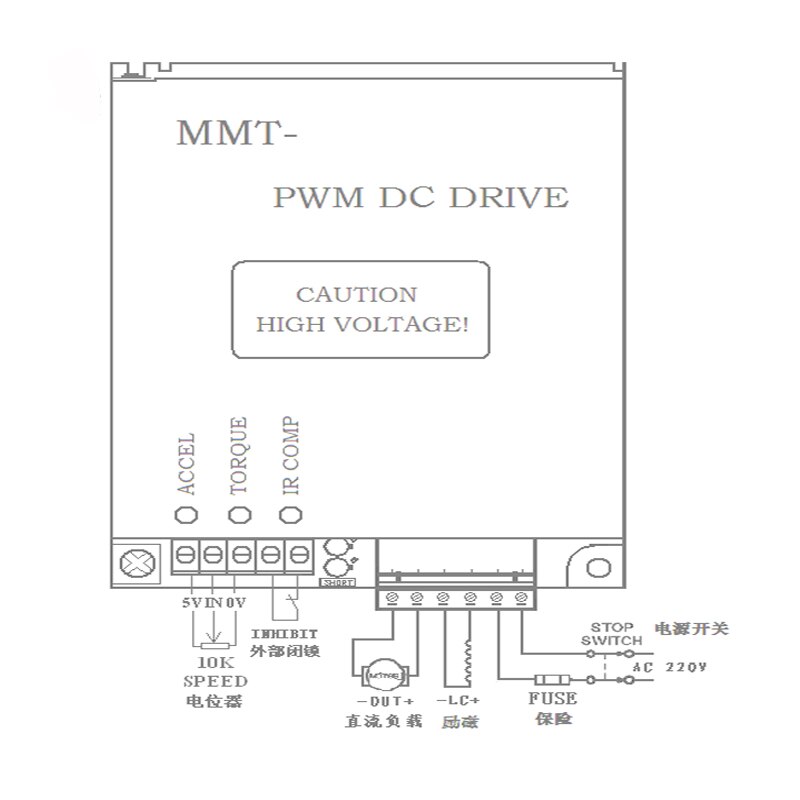 180v 220v PWM DC Controller 4A for PMDC Motor