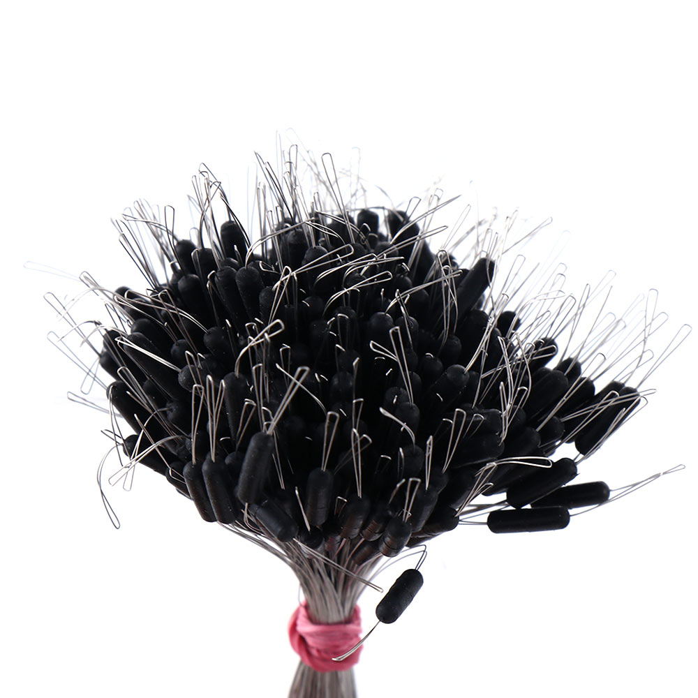 Conector de pesca cilíndrico ovalado transparente, accesorios de silicona, flotador, Bobber, 300 unids/lote por paquete: Negro