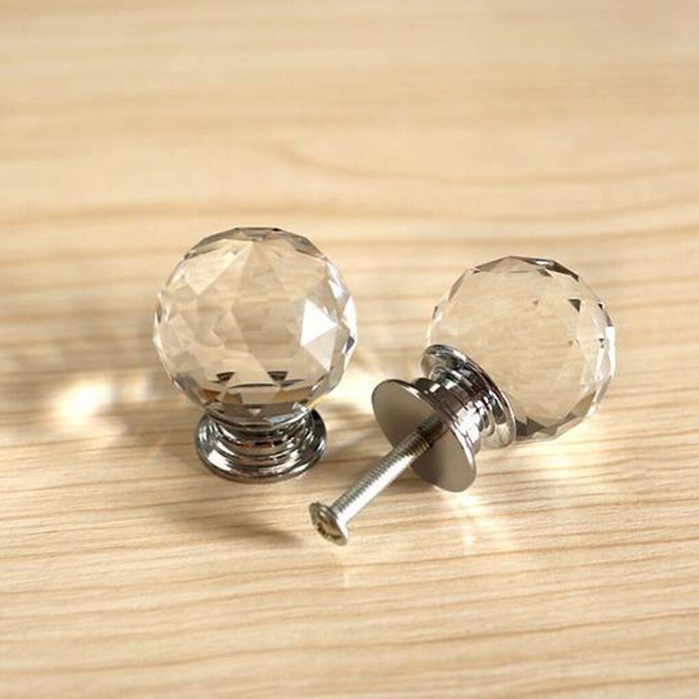 10PCS/Lots 30MM Crystal Glass Ball Handle Handles Single Hole European Cabinet Door Drawer Handle Furniture Hardware Accessories