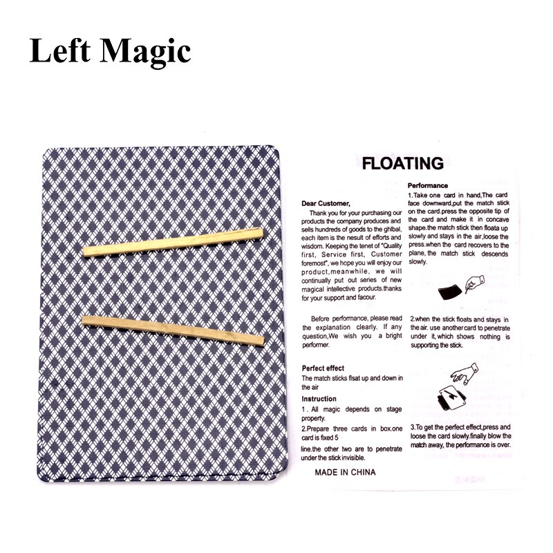 5 PCS/Lot Funny Air Floating Magic Tricks Floating Match On Card Close Up Magic Magician Toothpick Matches Floating Props