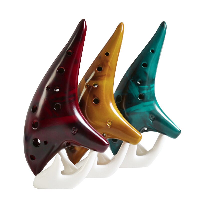 12 Holes Ceramic Smoked Ocarina Flute Smoked Burn Submarine Style Musical Instrument Music Lover Beginner Instrument BF