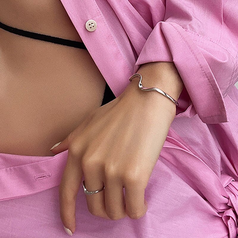 Foxanry Minimalistische 925 Stempel Bangles &amp; Armband Trendy Sieraden Voor Vrouwen Onregelmatige Geometrische Party Accessorie