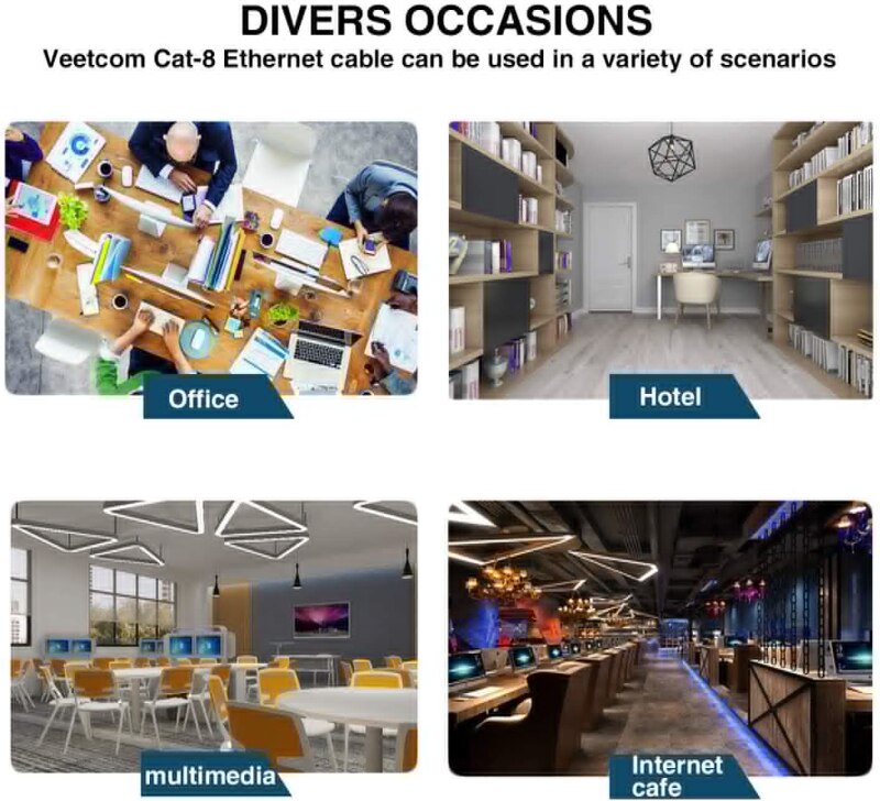 10m Cat8 Ethernet Cable 26AWG 40Gbps Super Speed Cat 8 RJ45 Network Lan Cord For Xbox Smart TV Printers PC RJ45 Ethernet Cable