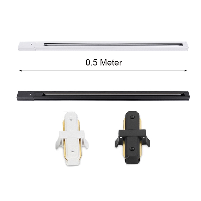 Zwart-wit LED-spoorverlichting Rail 0,5M 2-draads geëlektrificeerd aluminium Tweefasige elektrische universele spoorklem Spotlight Lightin