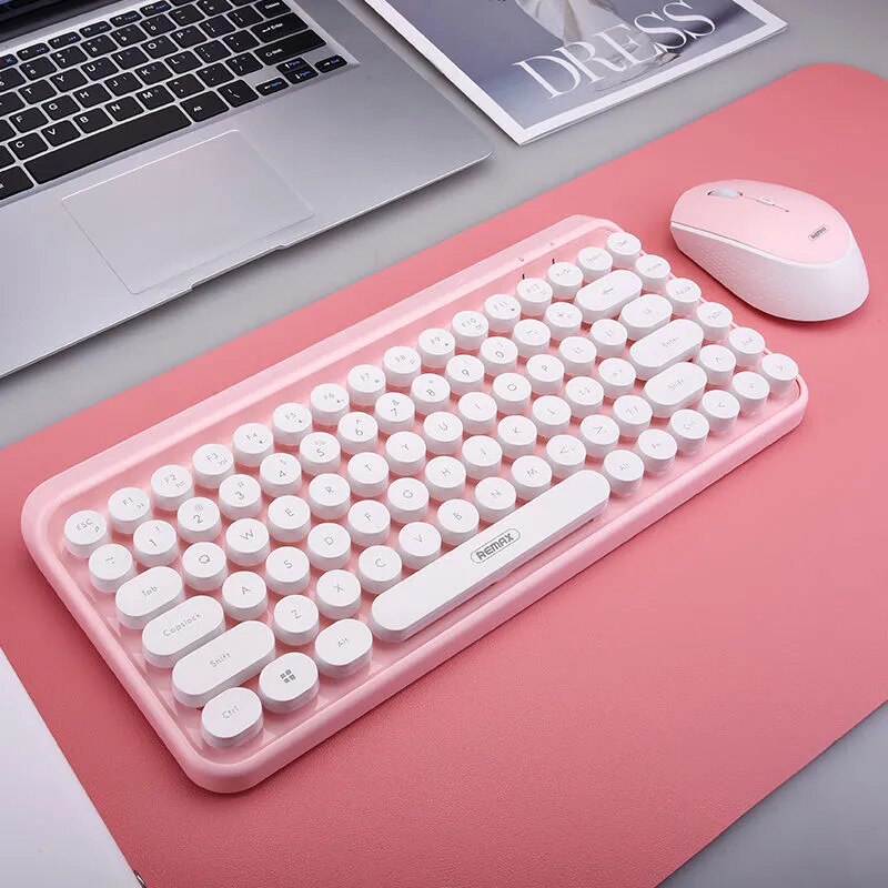 Pink 2.4G Wireless Keyboard Office Game Home For Laptop Computer PC Keyboard Gaming Keyboard box packaging: pink
