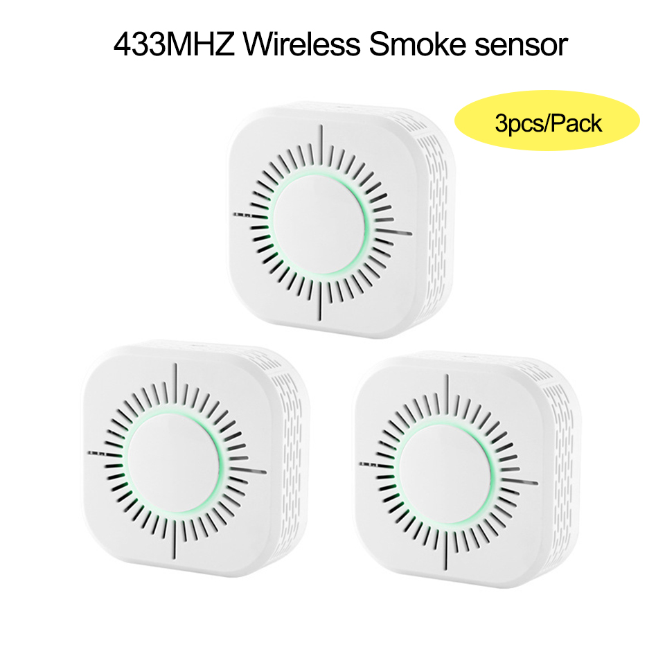 3Pcs Smoke Detector Wireless 433MHz Fire Security Protection Alarm Sensor for Smart Home Automation, Work with Ewelink APP