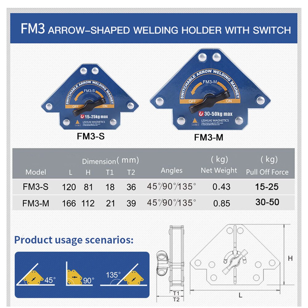2pcs Switchable Arrow Welding Magnet On/Off Switch Arrow Magnetic Welding Holder Fixer Positioner Auxiliary Locator Tool FM1-4