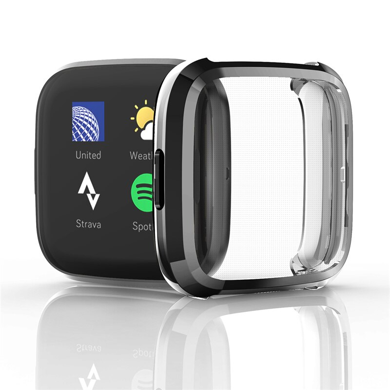 Fitbit versa 2 fodral plätering+tpu skydd silikonfodral helskärmsskydd för fitbit versa 2 fodral 61018: 1