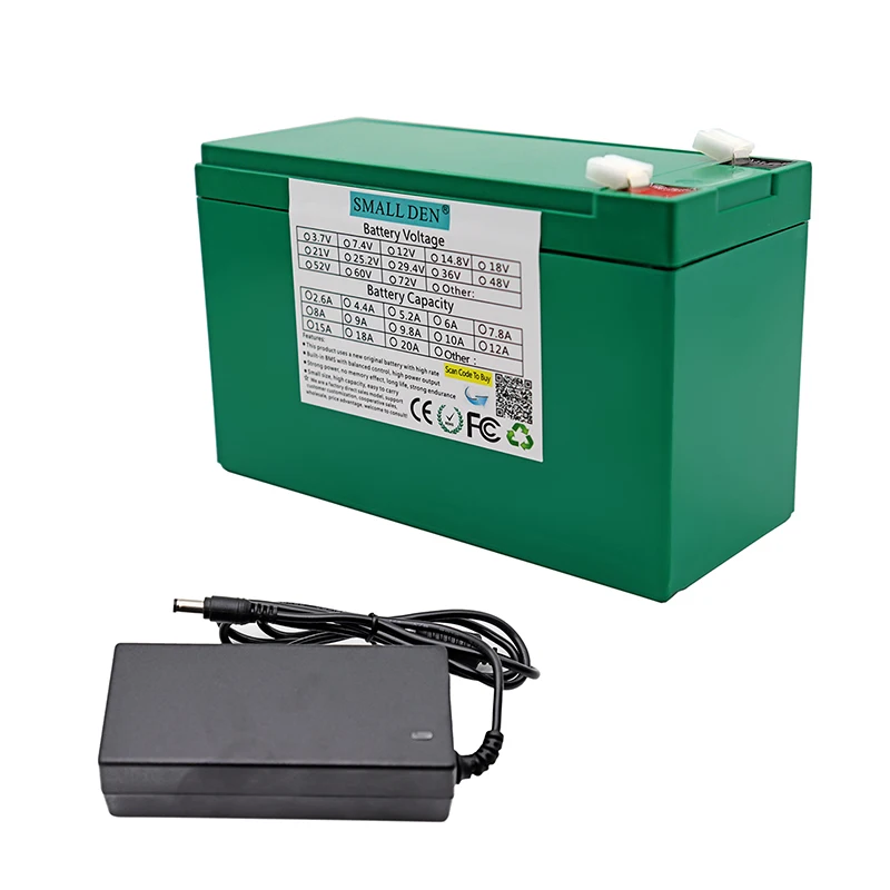 12V 12Ah 18650 lithium-ion accu, 12v spuitapparaat, ononderbroken voeding, kinderautoaccu met 20A BMS + 3A oplader: YELLOW