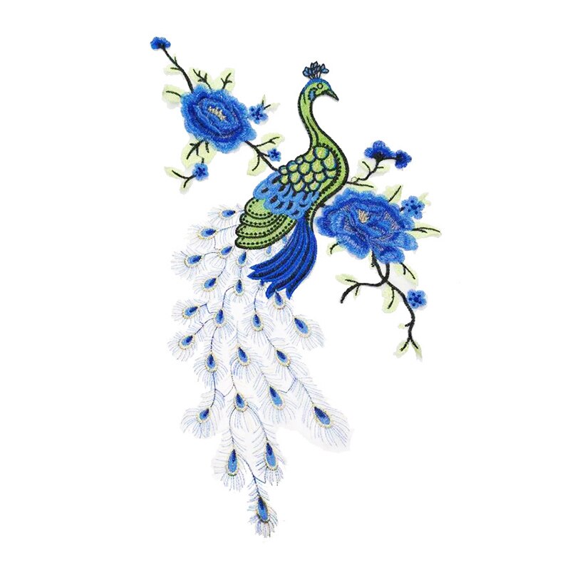 Broderi tyg påfågel spets sömnad applikation spets krage halsring krage applikation gör det själv kläder tillbehör scrapbooking: Blå