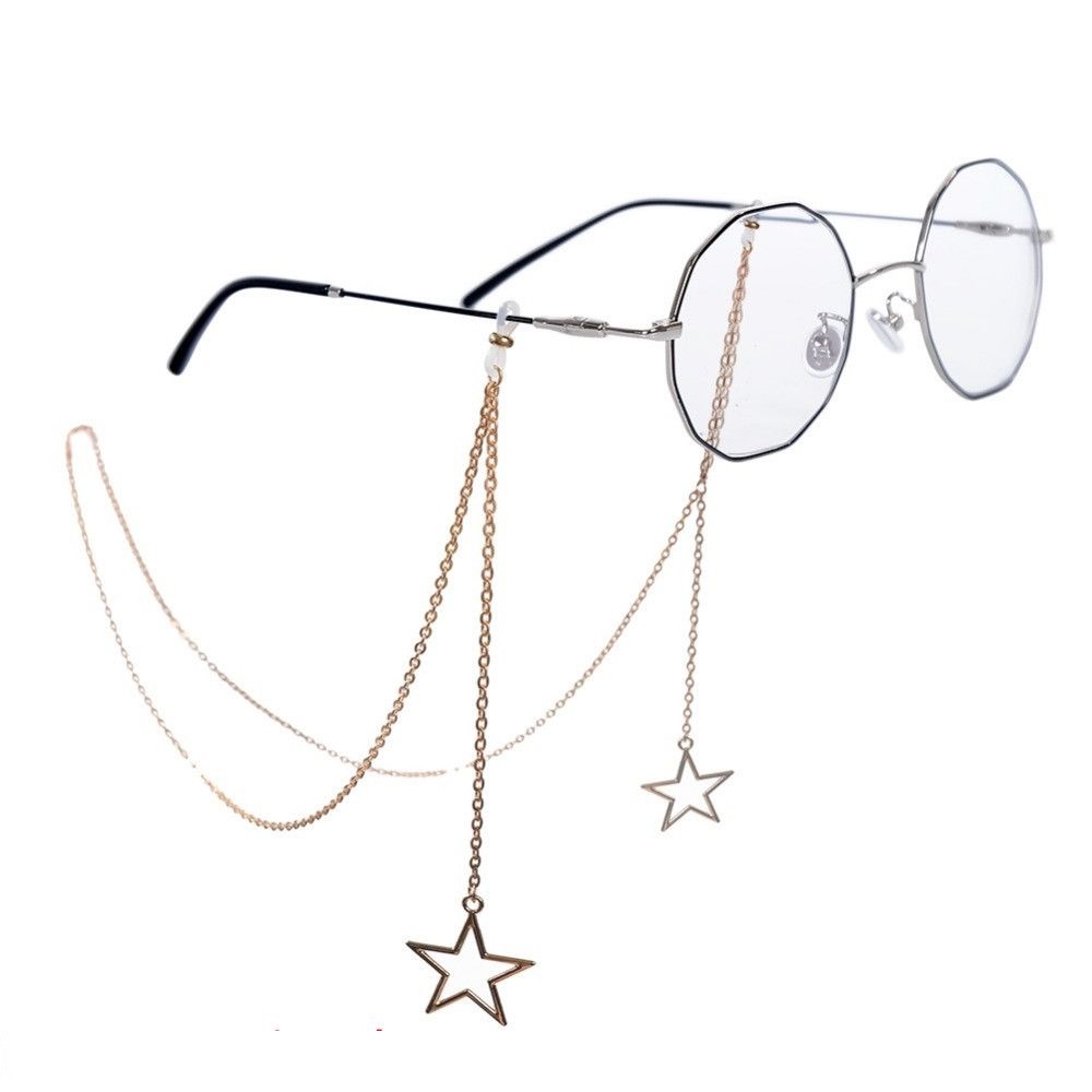 Women Eyeglass Chain Hollow Star Pearl Beaded Sunglasses Reading Glasses Lanyard Eyewear Holder Neck Strap Rope