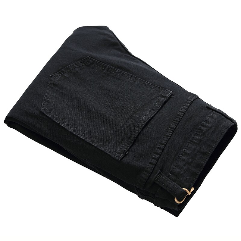 Pantalones vaqueros rasgados para hombre, Jeans rectos ajustados con agujeros, desgastados, largos, negros y azules, novedad